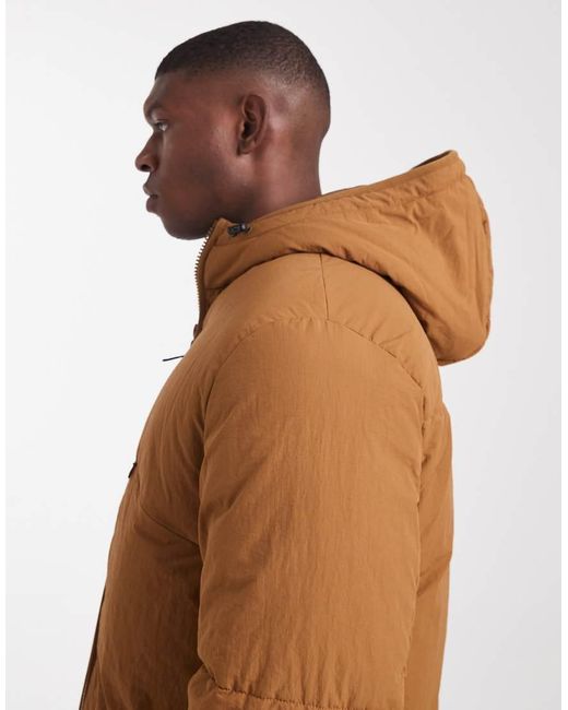 ASOS Natural Puffer Jacket With Seam Detail for men