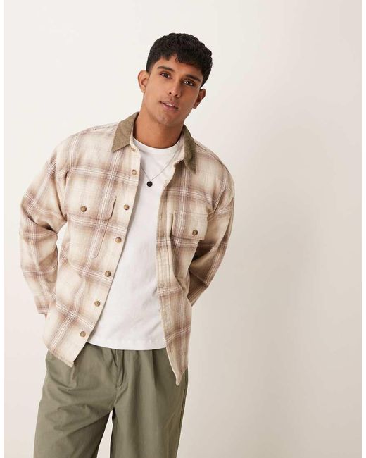 Abercrombie & Fitch Natural Worker Check Chunky Flannel Shirt for men