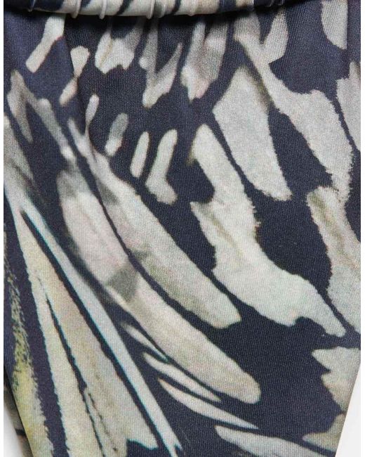 Pull&Bear Brown Butterfly Print Gathered Bikini Bottoms