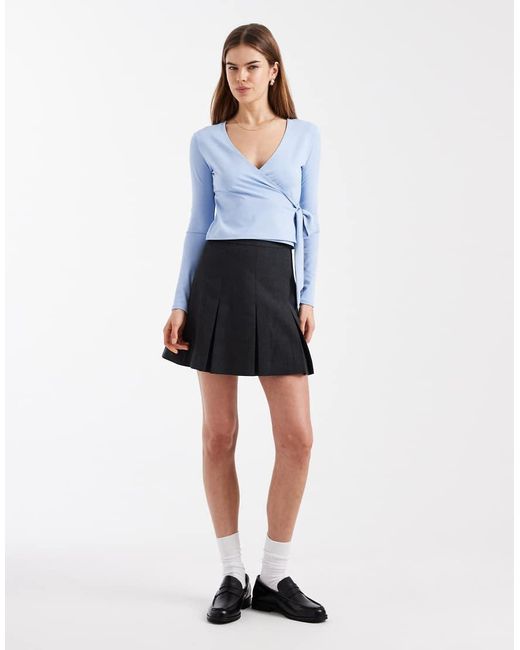 Miss Selfridge White Long Sleeve Wrap Top