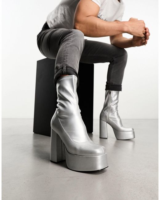 Koi Footwear Multicolor Koi Platform Heeled Ankle Boots for men