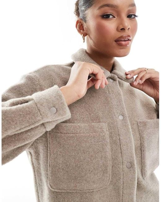 New Look Gray Cropped Knitted Shacket