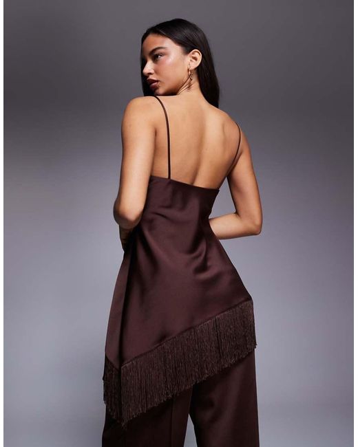 ASOS Purple Asos X The Sourced Collection Strappy Top With Fringing