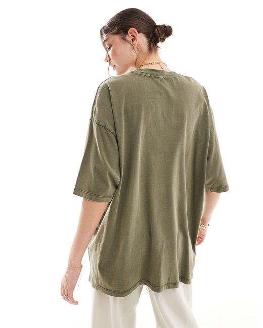T-shirt oversize à imprimé cosmique - kaki délavé ONLY en coloris Green