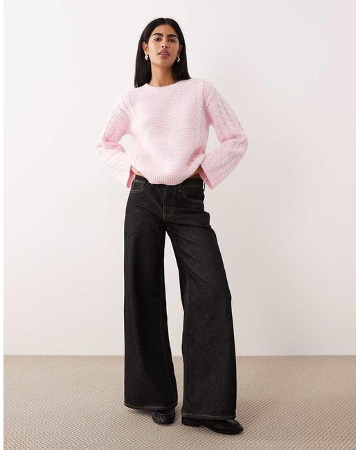 Vila Pink Chunky Cable Knitted Jumper