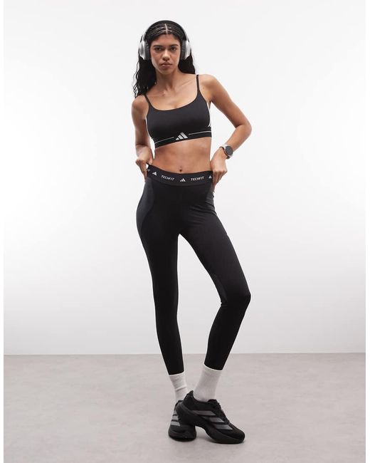 Adidas Originals Black Adidas Training Hyperglam Light Support Sports Bra