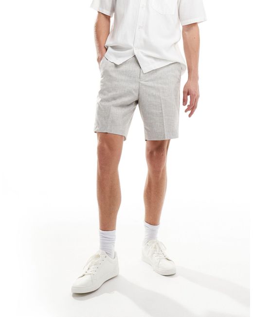 River Island Gray Smart Textured Shorts for men