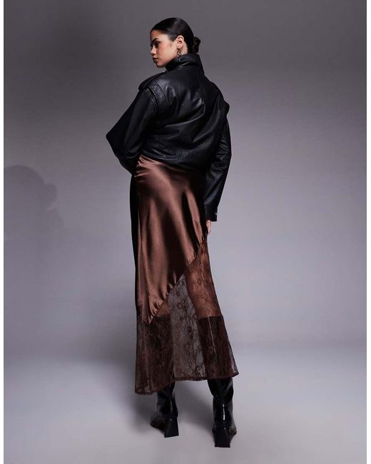 New Look Blue Satin Lace Asymmetric Midi Skirt