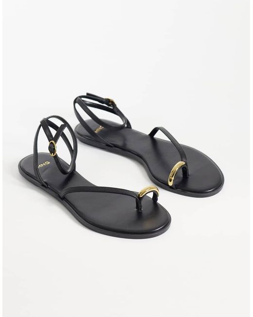 Mango White Hardware Detailing Flat Sandals
