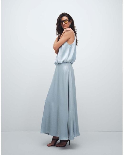 Gina Tricot Blue Satin Halterneck Maxi Dress