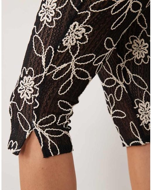 ASOS Multicolor Embroidered Crochet 3/4 Length Trouser