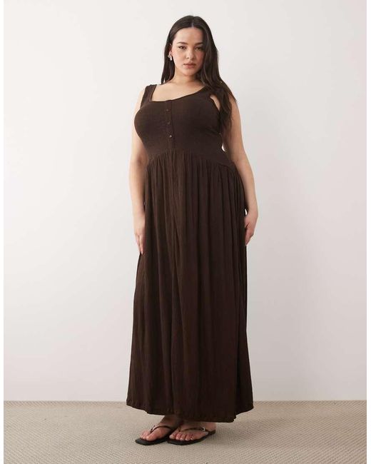 ASOS Black Asos Design Curve Crinkle Button Through Midi Dress