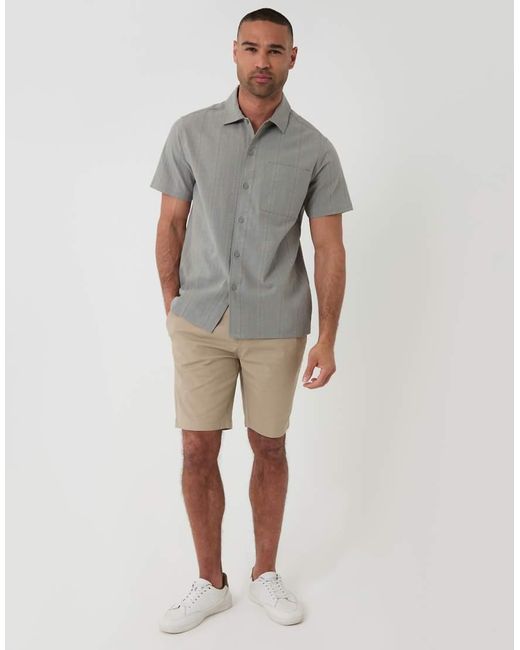 Threadbare Gray Textured Cotton Short Sleeve Shirt for men