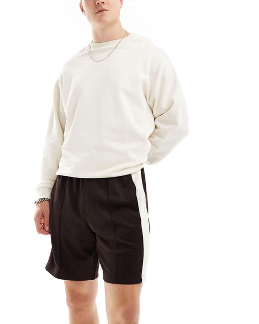 Only & Sons Black Pull On Short With Side Stripe for men