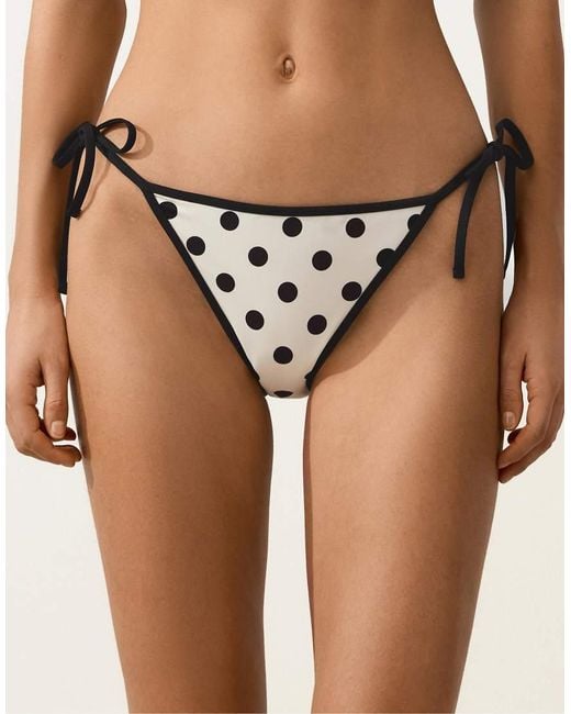 Oysho Brown Medium-coverage Polka Dot Bikini Briefs