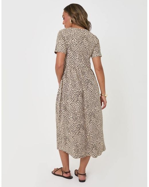 Threadbare Natural Petite Jersey Midi Smock Dress With Pockets
