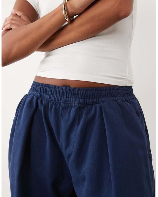 ASOS Blue Asos Design Petite Pull On Tie Waist Trouser