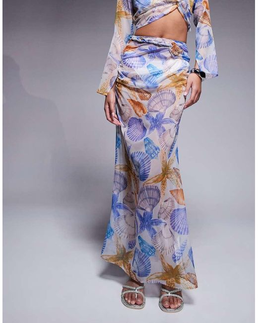 Falda Larga Con De Chifón De (Parte De Un Conjunto) ASOS de color Blue