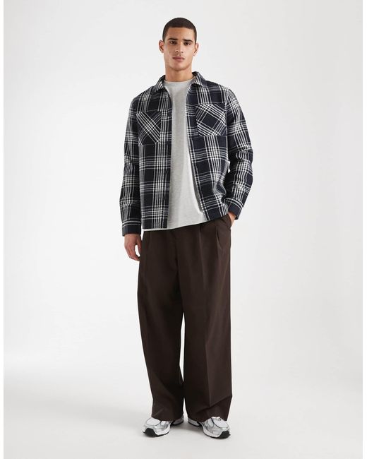 Threadbare – karierte hemdjacke in Gray für Herren
