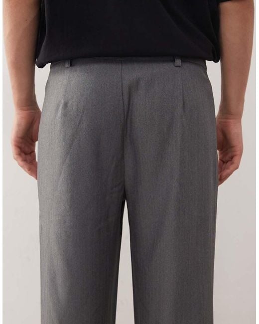 Reclaimed Vintage Gray baggy Pleat Detail Suit Trouser Co-ord for men