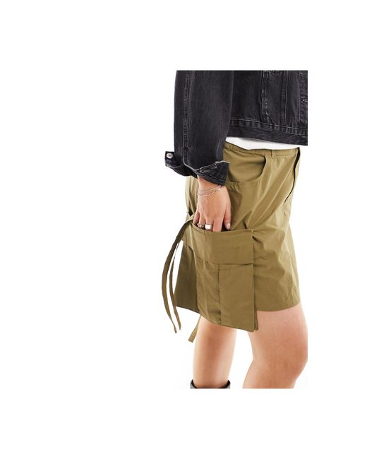 Collusion Black Plus Festival Utility Mini Skirt With Drop Pocket And Tab Detail
