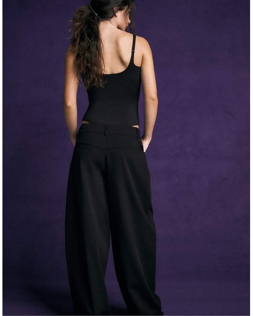 Stradivarius Blue Tailored Barrel Trousers