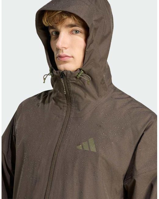 Adidas Originals Brown Terrex Multi 2 Layer Climaproof Rain Parka for men