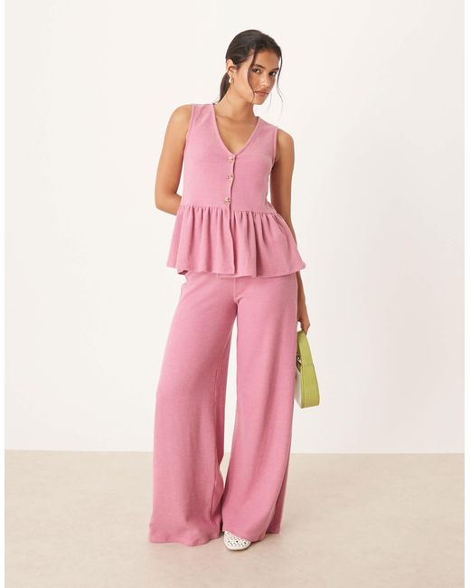 ASOS Pink Frill Hem Button Up Co-ord