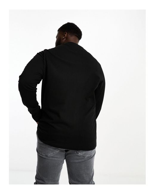 Tommy Hilfiger Black Big & Tall Logo Long Sleeve T-shirt for men