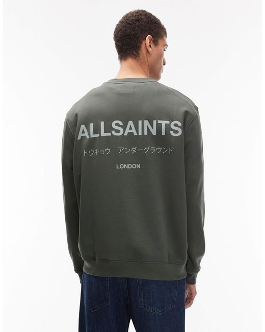 AllSaints Gray Underground Crew Neck Sweatshirt for men