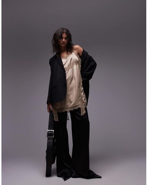 TOPSHOP Brown – satin-minikleid