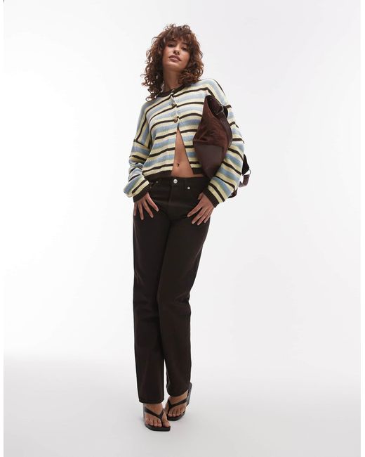 TOPSHOP Gray – kastige strickjacke mit en streifen