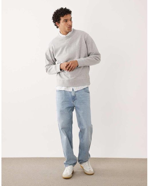 SELECTED Gray 100% Cotton Vintage Look Sweatshirt for men