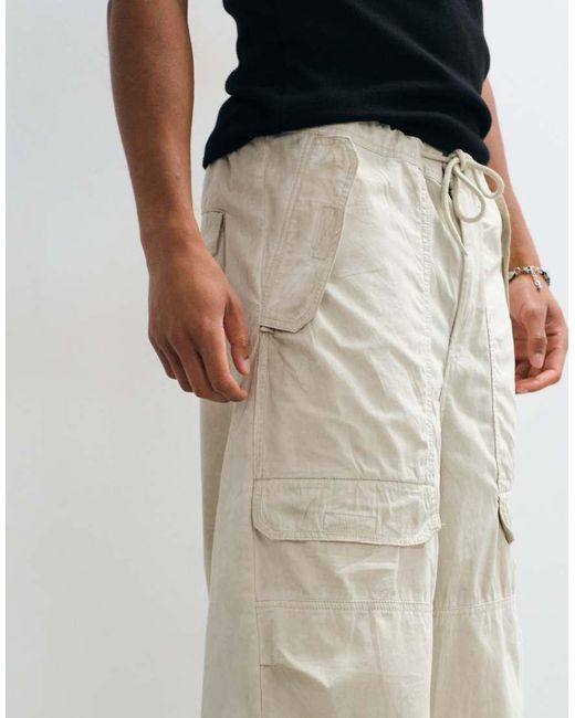 Weekday White Drawstring Workwear Trousers for men