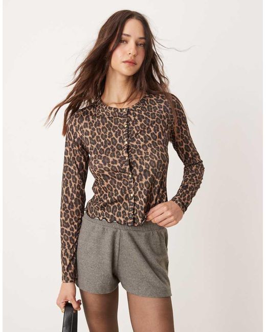 New Look Brown Tissue Mesh Cardigan