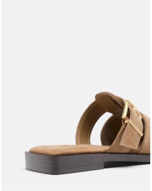 Stradivarius White Backless Leather Cage Sandals