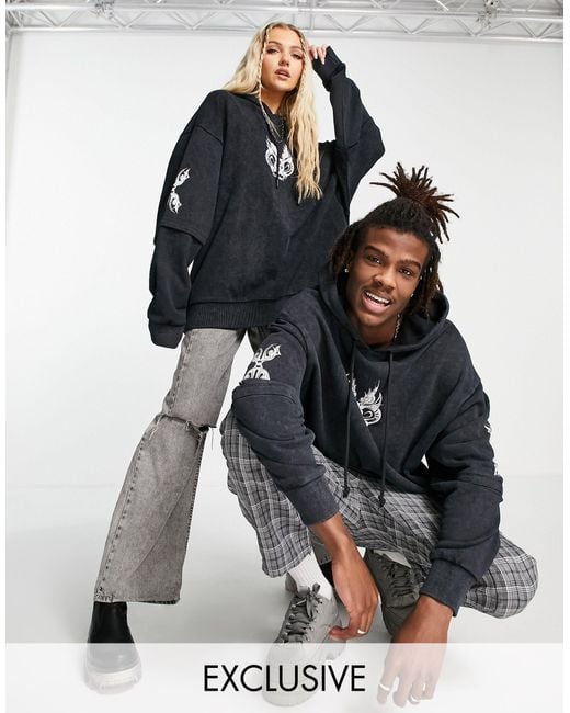 Collusion Unisex Oversized Hoodie With Mock Layer Sleeve In Black Lyst