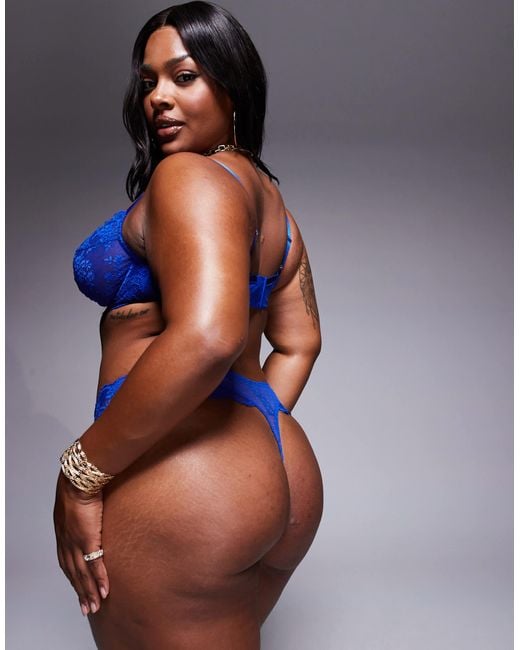 ASOS Blue Asos design curve – lola – spitzentanga