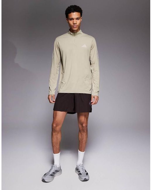 Adidas Originals Gray Adidas Running Adi365 1/4 Zip Top for men