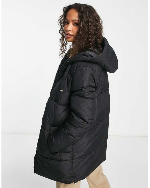 New Look Gray Mid Length Padded Puffer Coat With Hood
