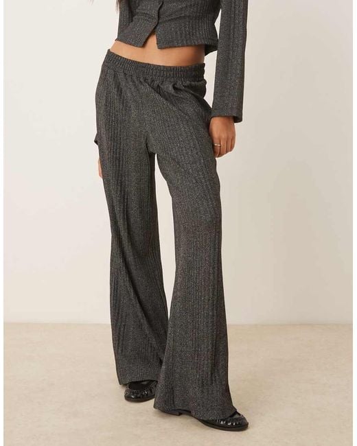ASOS Geribbelde Broek Met Wijde Pijpen in het Natural