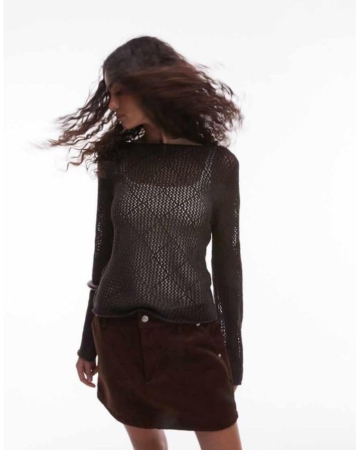 Mango Black Crochet Jumper