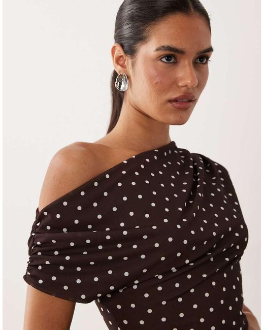 Forever New Natural Mesh One Shoulder High Split Midi Dress
