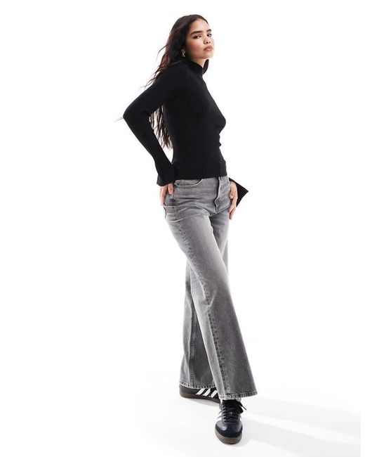 Threadbare Black High Neck Split Sleeve Jumper