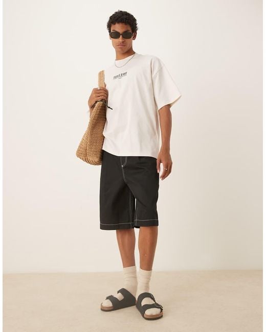 ASOS Natural Oversized baggy Pleated Shorts for men