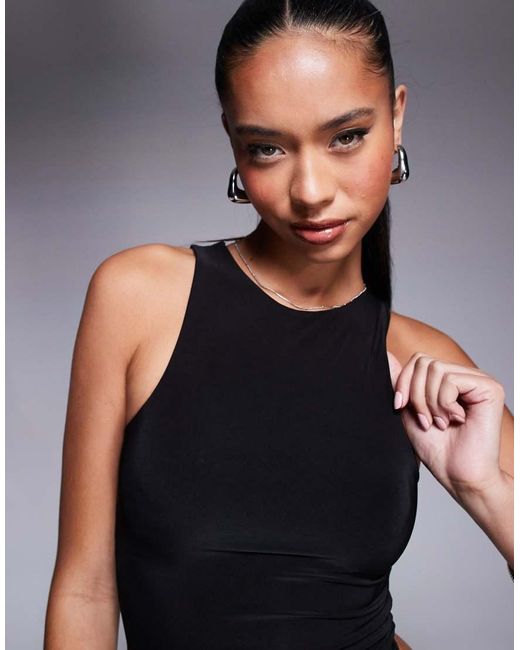 ASOS Black Double Layer Racer Singlet