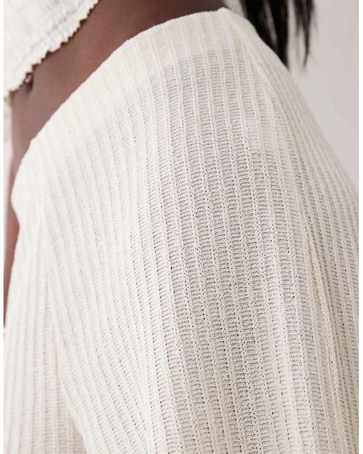 ASOS Natural Textured Knit Wide Leg Pants