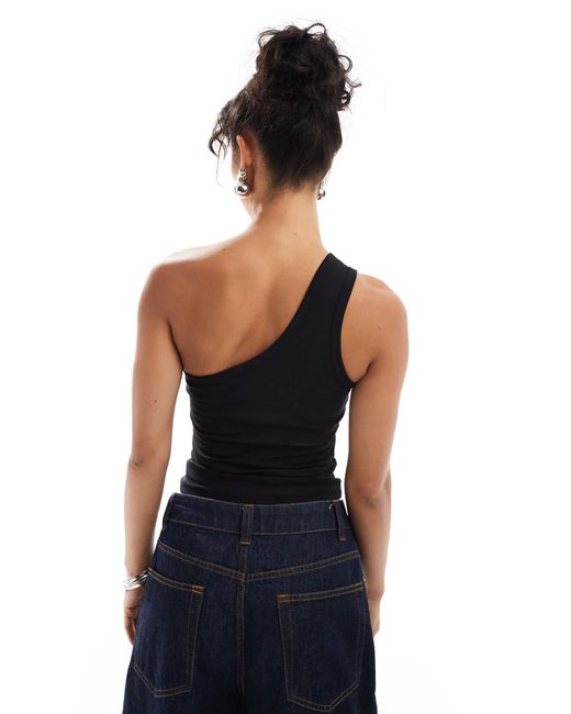 Mango One Shoulder Top in Black Lyst — free download