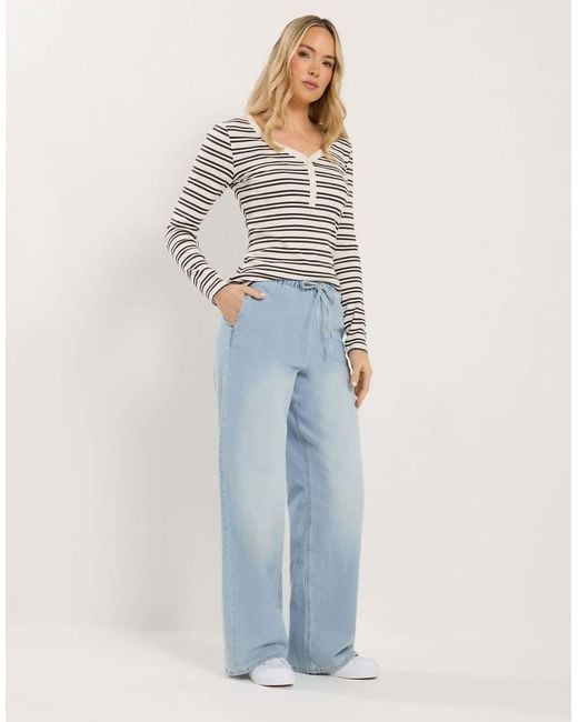 Long Tall Sally Blue Pull On Wide Leg Jeans