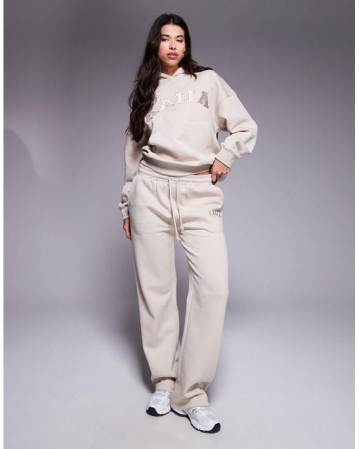 Kaiia Natural Embroidered Logo joggers Co-ord